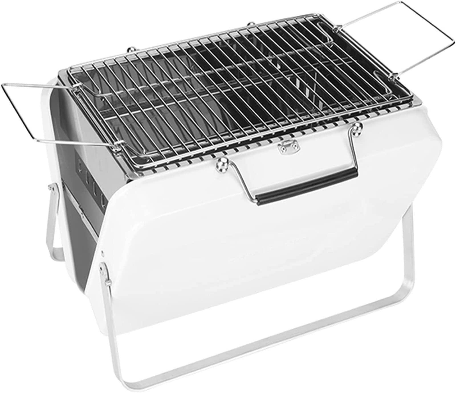 Parrilla de carbón portátil, Parrilla Plegable para Barbacoa, Parrilla de carbón para Barbacoa de Mesa para Acampar al Aire Libre, jardín, Patio Trasero, cocinar, Picnic, Viajar,Silvery