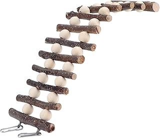 Hamster Wooden Ladder Bendable Climbing Chew Toy with Beads, Bird Chewing Toys Safe and Non Toxic, Suitable for Small Pets and Birds, Bird Accessories for Cages