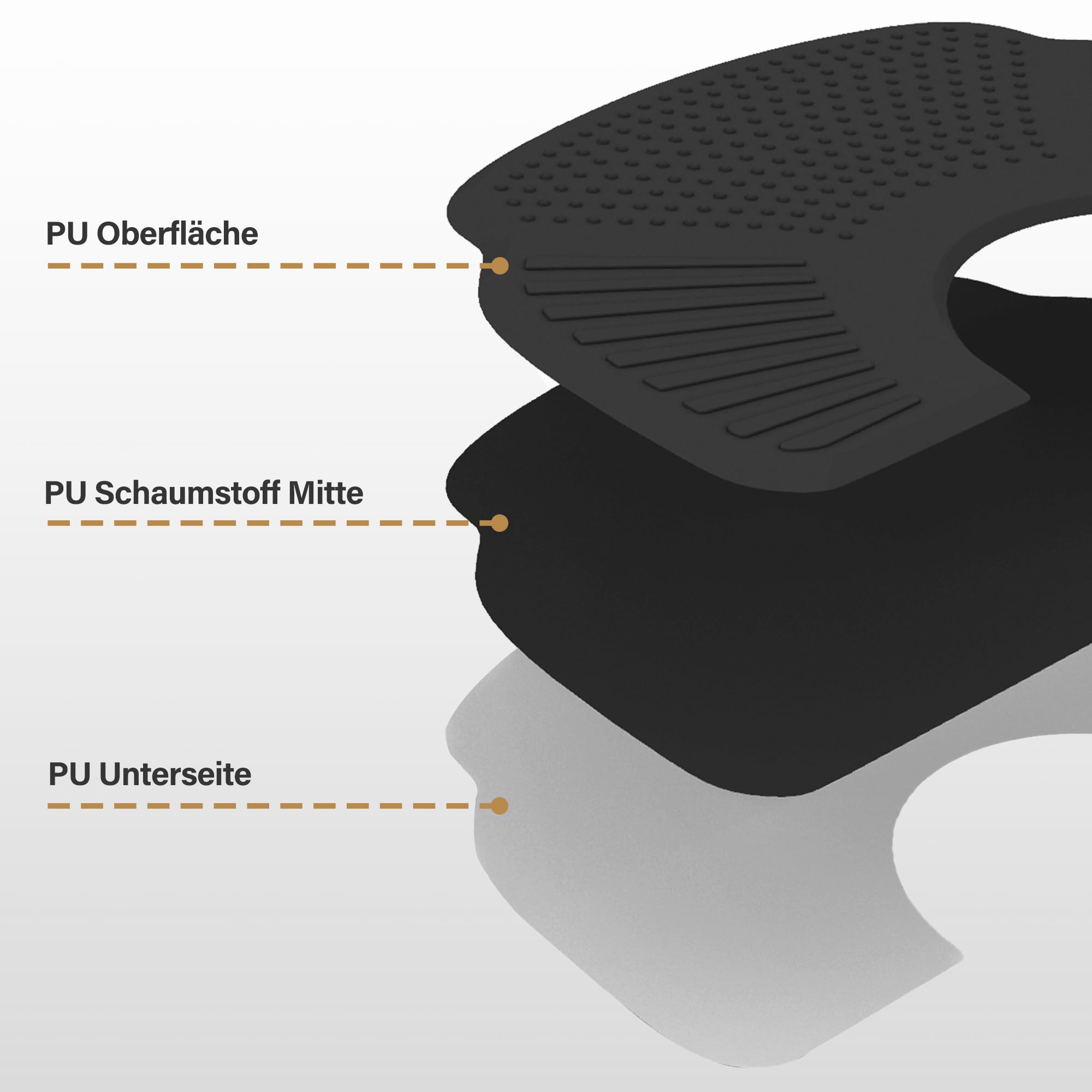 BarberPub Anti-Ermüdungsmatte für Friseure, Ergonomische Bodenmatte Friseurmatte für Barbershop Salon, Friseurbedarf 102X152 cm Halbkreis 2,5 cm Dicke, M123 (Schwarz)