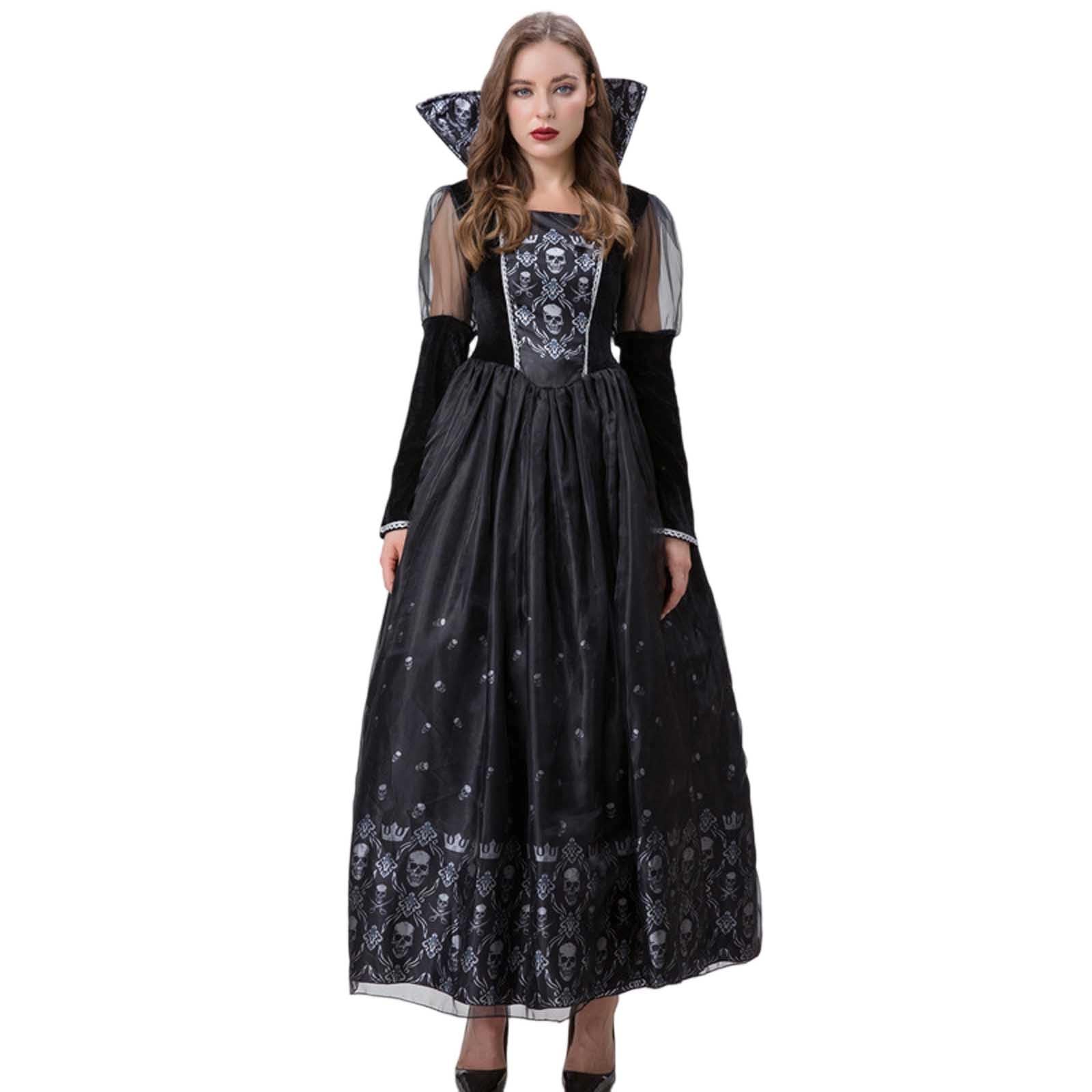 Oktoberfest Damen Outfit, Dirndl Lang Damen Modern Romantisch | Halloween Hexe und Rollenspielkleid