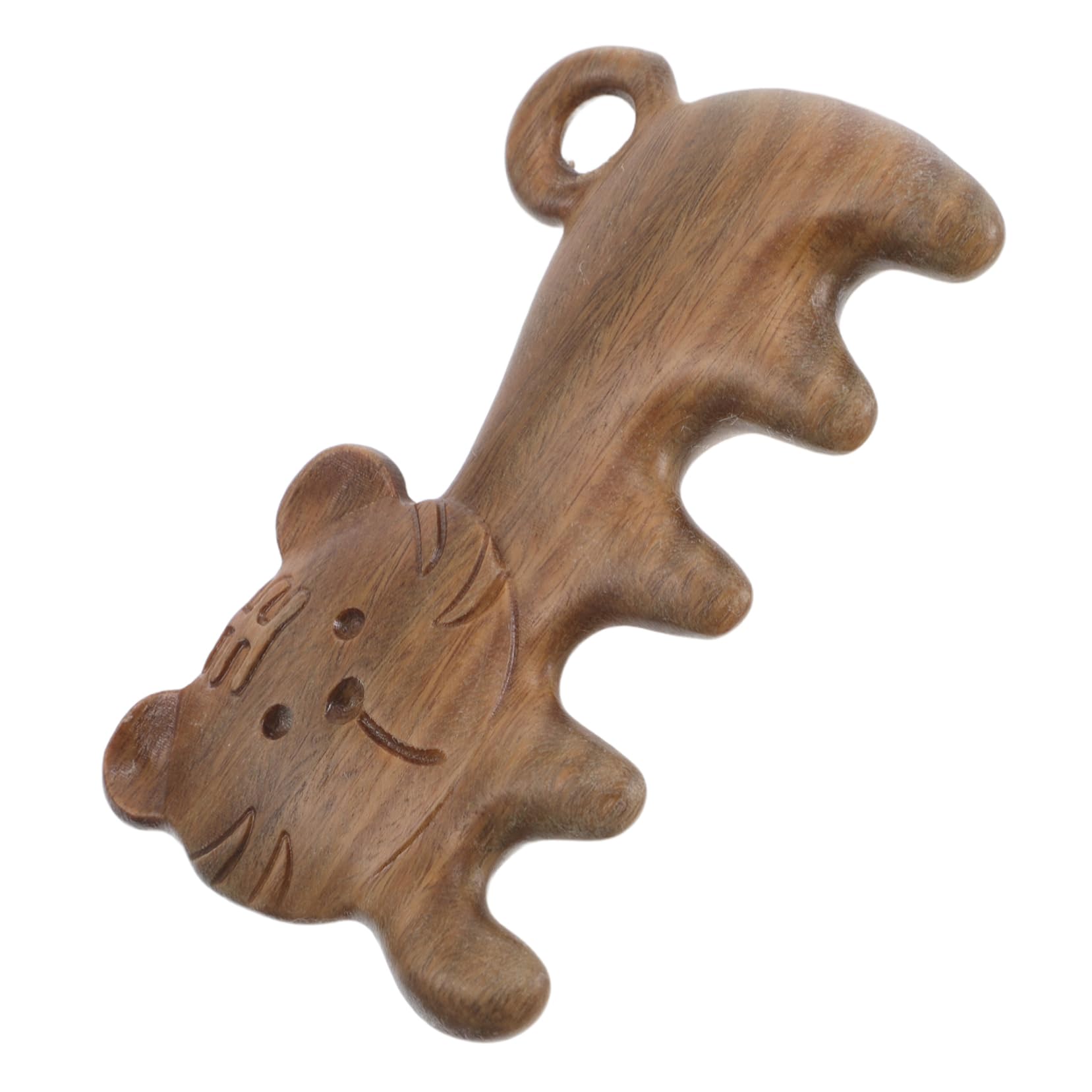 FRCOLOR Tiger Shaped Sandalwood Scalp Comb Multi Functional Gua Sha for Head Massage Hair Full Body Relief