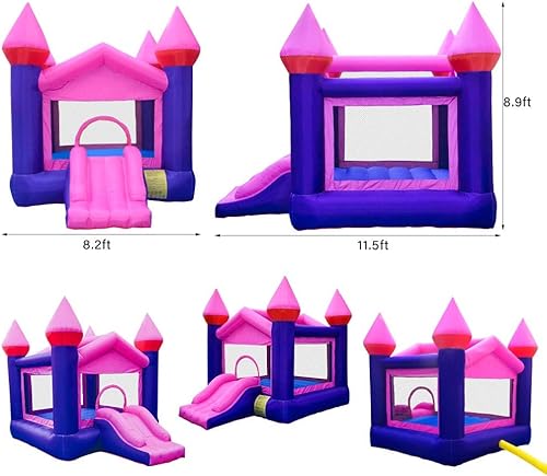 Miniatura 4 de doctor dolphin Castillo inflable rosa para brincar Castillo para fiestas con soplador de aire de calidad comercial incluido