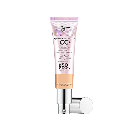 IT Cosmetics CC+ Cream Illumination - Base radiante de cobertura completa con SPF 50+, corrector de color y suero hidratante antienvejecimiento,