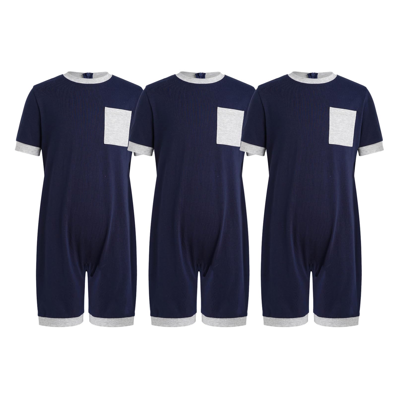 inhzoy 3 Pezzi Tutine Pagliaccetto Bambini Ragazzi Abbigliamento Adattivo per Esigenze Speciali Romper Pigiama Manica Corta Jumpsuit Bodysuit Romper Sportswear