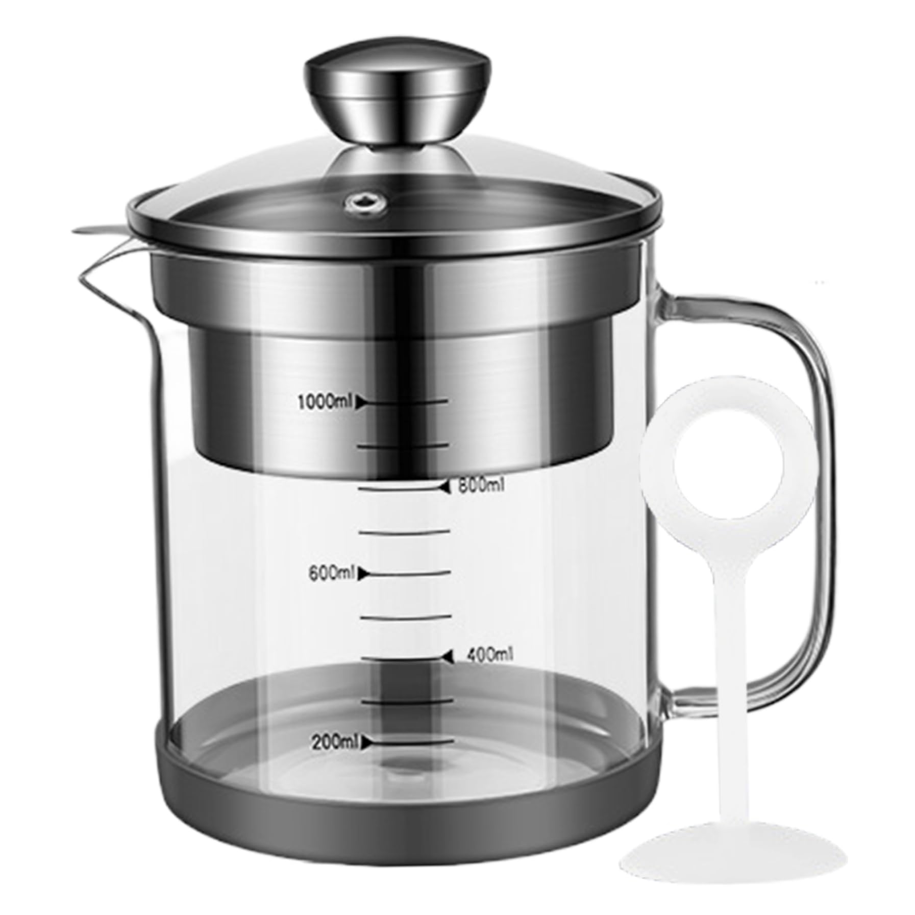 Faroby Yogurt Strainer 1L Clear High Borosilicate Glass Nut Milk Strainer with Scale Juice with Lid