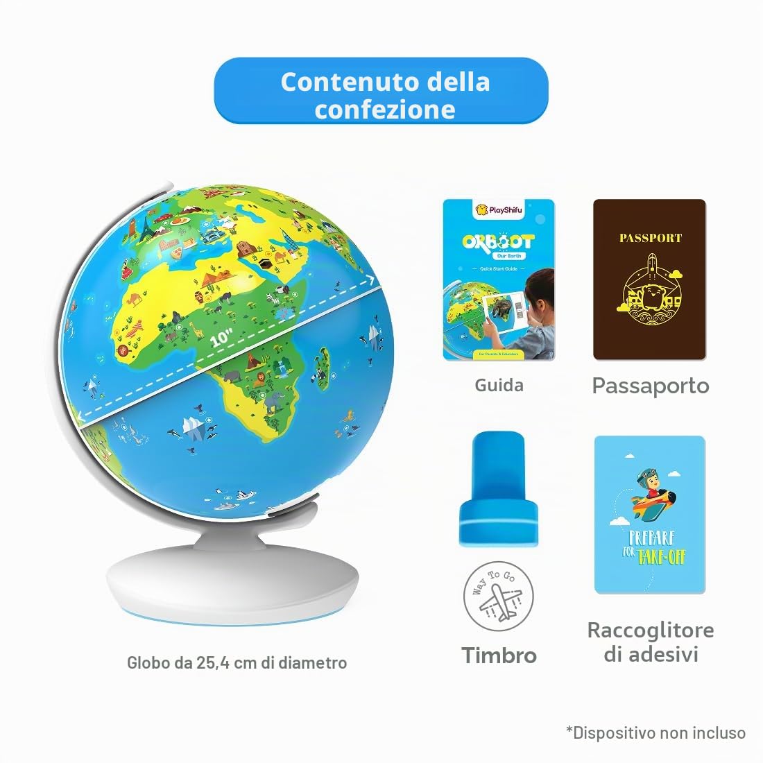 Orboot Earth by PlayShifu (App Based): globo interattivo AR per bambini, giocattolo STEM per ragazzi e ragazze età 4-10 | Giocattolo educativo regalo (senza frontiere, nessun nome sul globo)