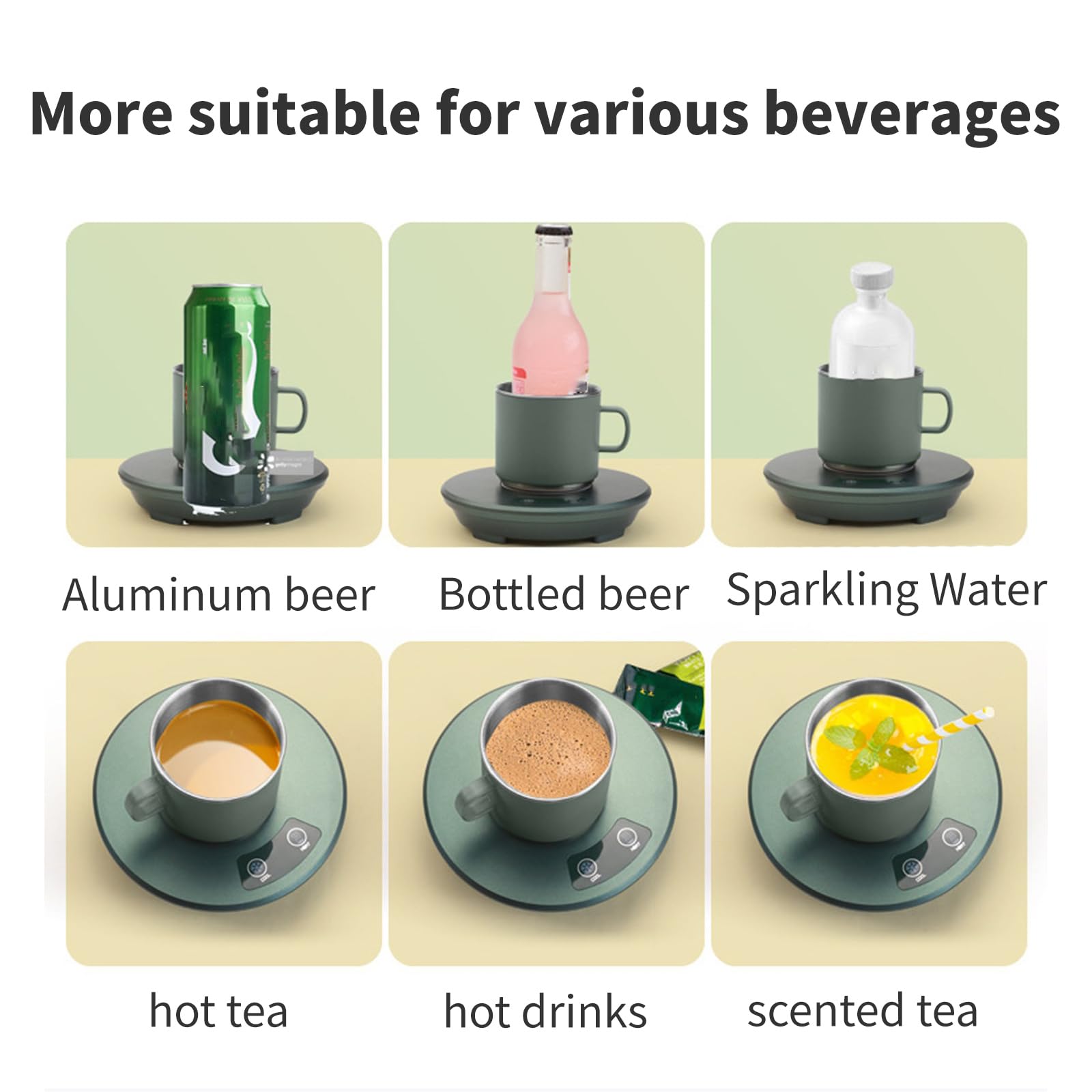 Calentador de Tazas portátil 55 °C con Temperatura Constante y botón de Calor frío, Calentador de café para Escritorio, Taza de Acero Inoxidable