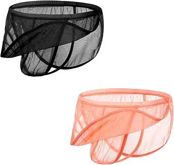Mens Sheer Mesh Thong Low Rise Underwear G-String Bikini Bulge Enhancing Ball Pouch