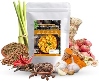 Lamoone Yellow Curry Cube – 46 g (1.62 oz) Pre-Measured Thai Curry Paste Cube, Authentic Herbs & Spices, Ready to Cook with Coconut Milk, Perfect for 2 Servings (1)