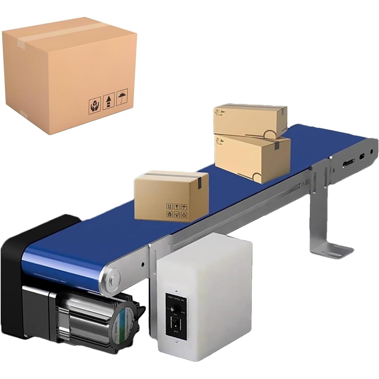 Cinta Transportadora Eléctrica 600mm Regulación Velocidad Ilimitada 150mm Ancho Motor 1350-3000RPM