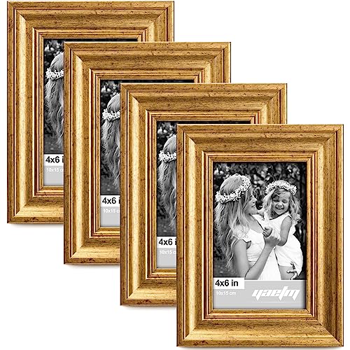 Yaetm 4x6 Gold Picture Frame Set of 4, 1.4” Wide...