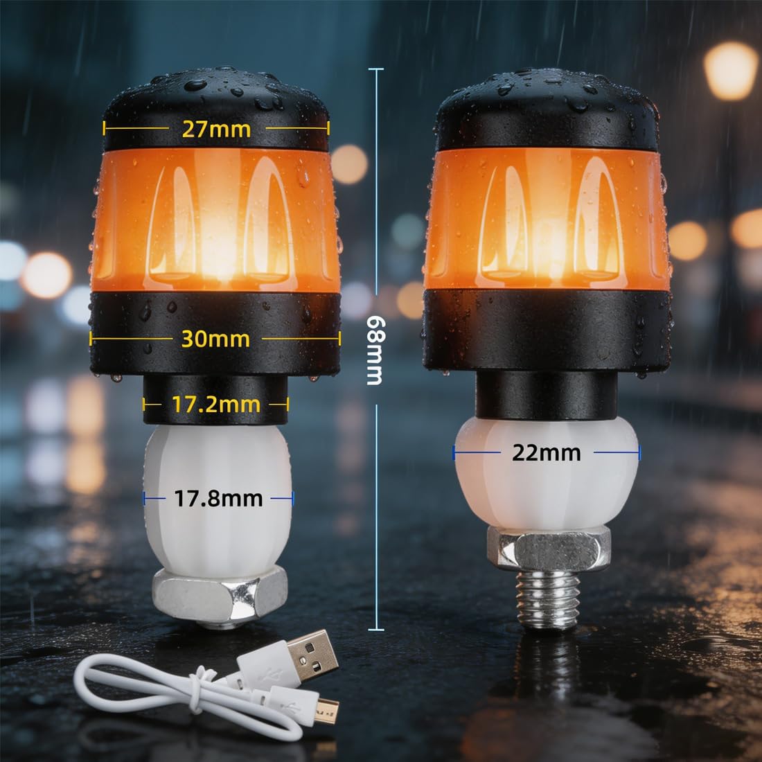 Luce Manubrio Bici Ricaricabile, Frecce Moto e Monopattino Elettrico da Retrofit, Indicatori LED Senza Filo, Kit Indicatori Direzione Impermeabili per Bicicletta Universali