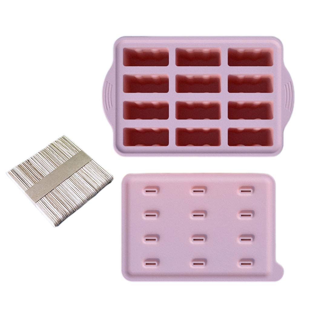 Jazuaiao Molds Set Silicone Ice for Pop Mold 12 Cavities Homemade Maker Ice Cream for Pop Make Cakesi Cube Tray