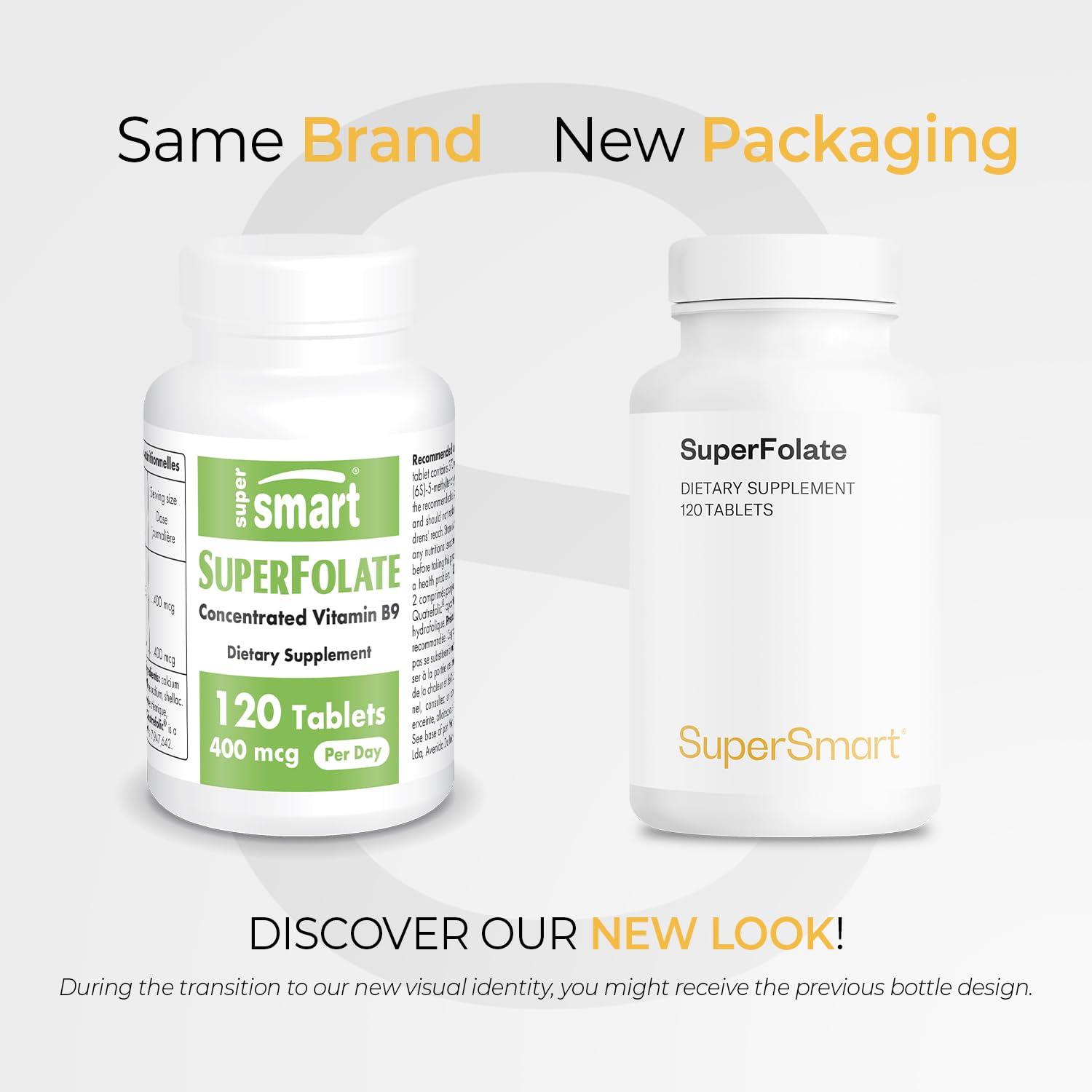 Supersmart - SuperFolate 400mcg / 4g per Day (Patented & Bioavailable) - Quatrefolic 5-MTHF Supplement - Active Folate Vitamin B9 | Non-GMO & Gluten Free - 120 Tablets — Amazon image 2