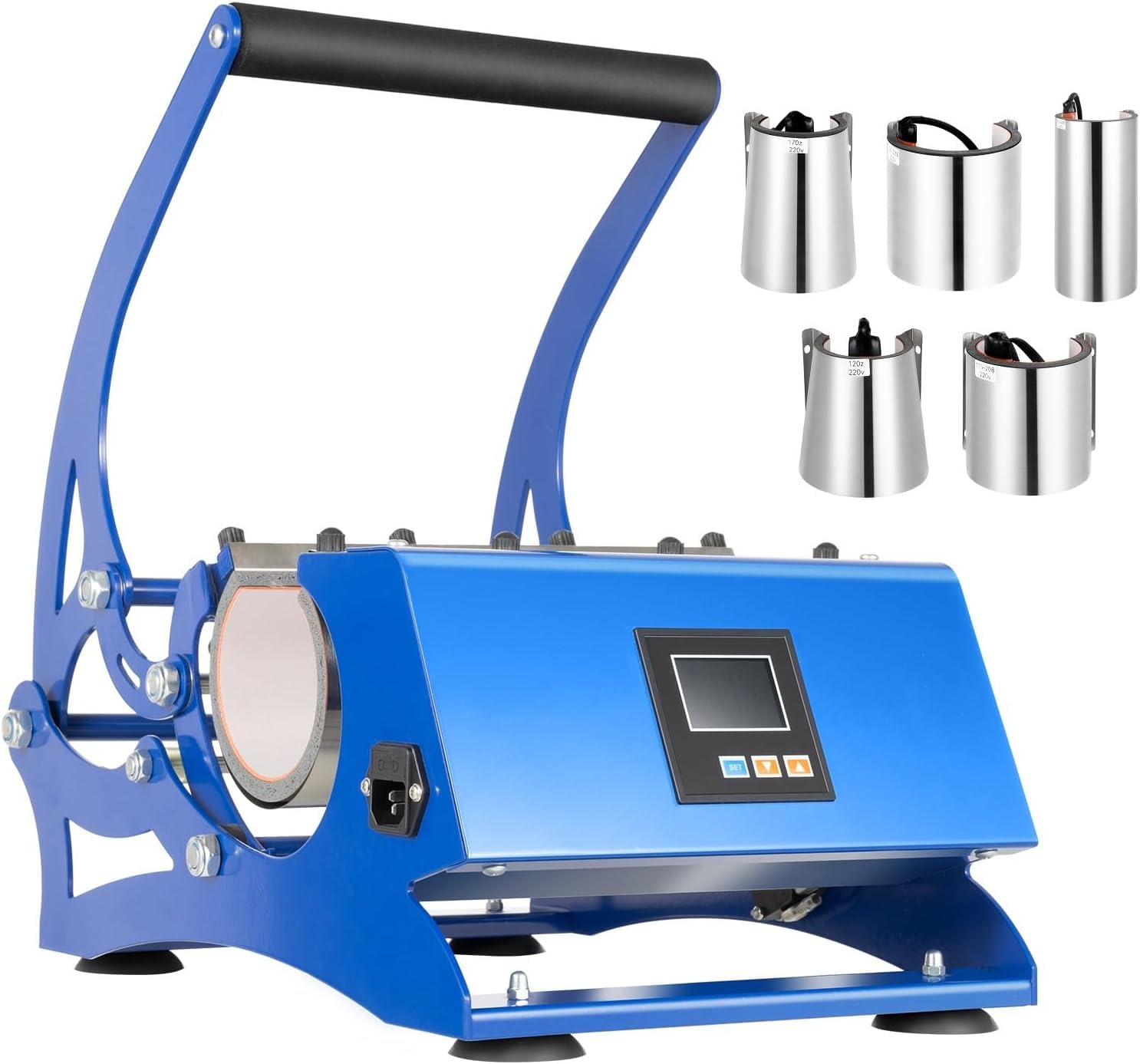 Transferpresse Heizpresse, 6 in 1 Heizpresse mit 6 Untersetzer, 600W Tassenpresse Sublimationspresse für Becher Kaffeetasse Keramiktassen Metalltassen, DIY Mug Heizpresse 0-200℃