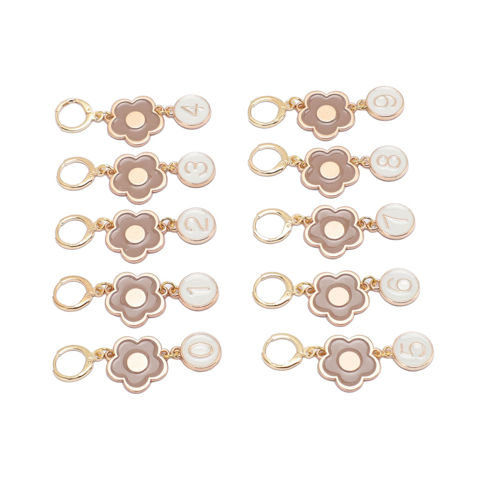Pack of 10 Lockable Stitch Markers, Numbers 0 to 9, Removable, Cute Metal Crochet Stitch Markers for Making Knitting Jewelry