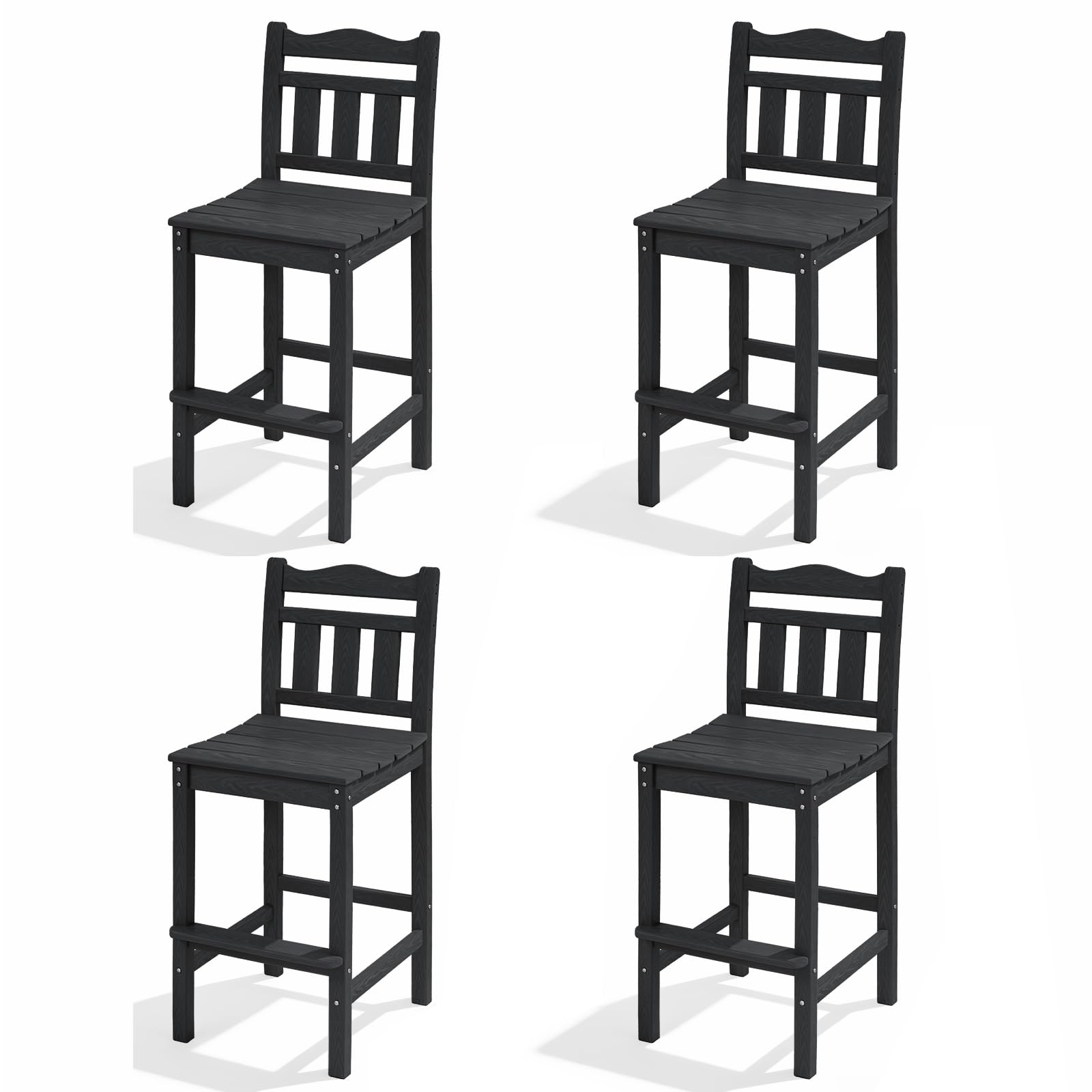 Outdoor Bar Stools Set of 4, HDPE Adirondack Bar Chairs