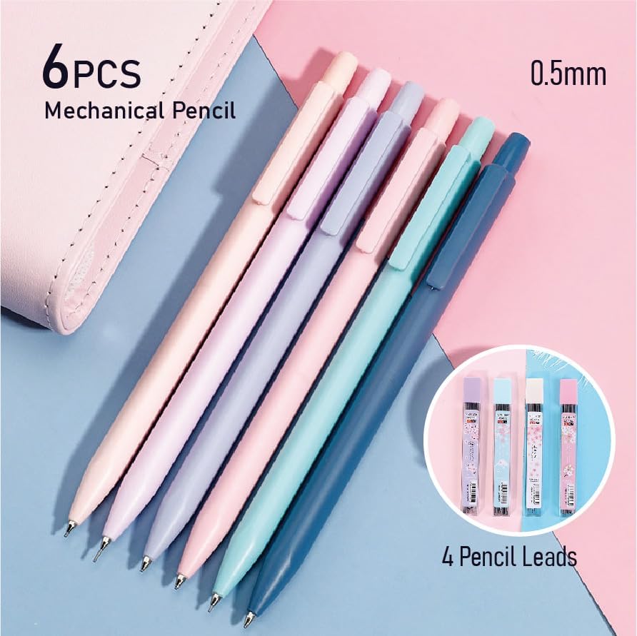 39PCS Macaron color School Supplies set，5 ballpoint pens，notebooks, pencil cse, sticky notes ，6mechanical pencil，2Correction Tapes，4fluorescent pens - Image 5