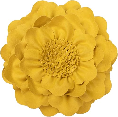 Miniatura 1 de JWH - Cojín decorativo hecho a mano con diseño de flor de peonía en 3D con relleno de almohada de algodón, funda de almohada de 14 pulgadas para el