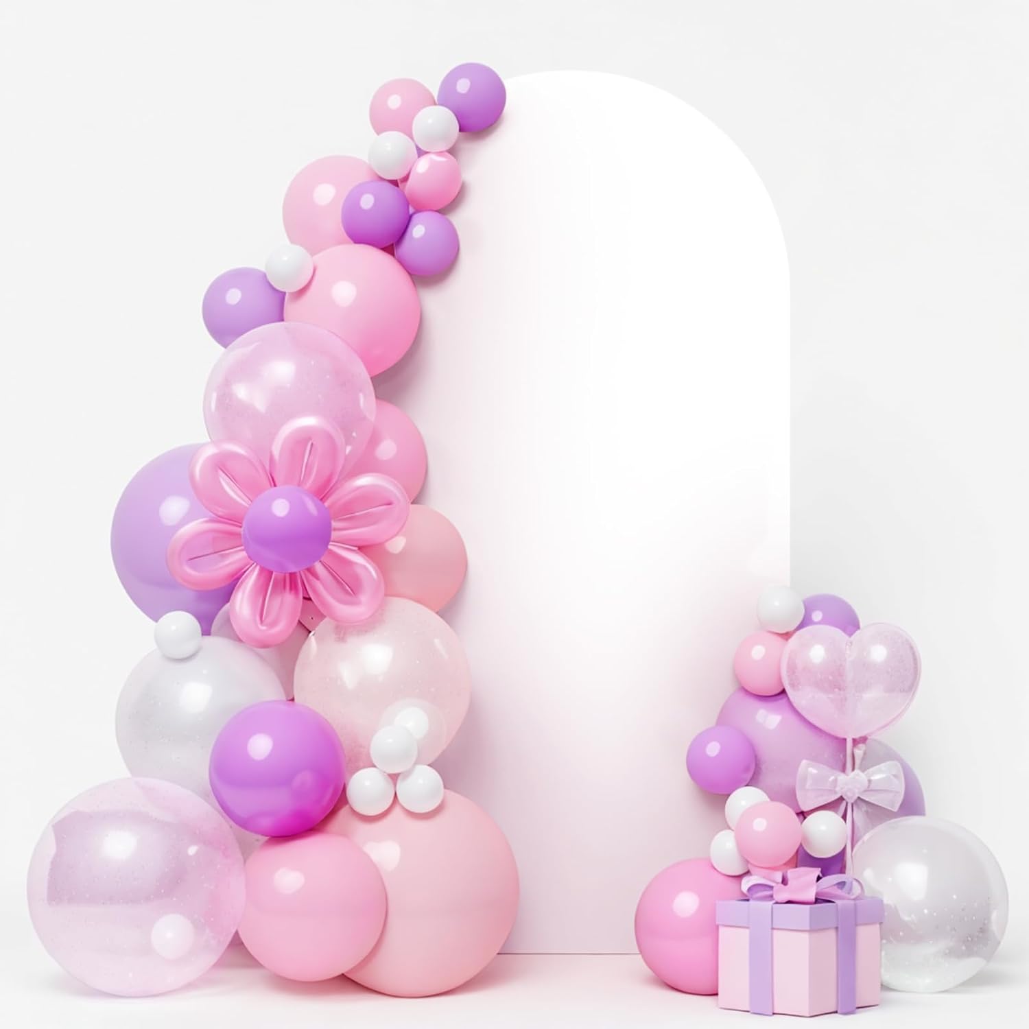 LEBENGURU Upgraded 7.2FT Wedding Arch Cover, White Spandex Fitted Arch Backdrop Cover, Round Top Chiara Stand Covers for Birthday Party Baby Shower Banquet Balloon Décor 7.2FT White