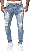 FANSU Men's Ripped Stretch Slim Regular Skinny Jeans Lightweight Comfortable Plus Size Trousers