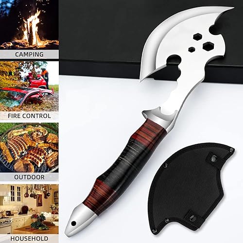 Miniatura 7 de Hacha de camping forjada de acero inoxidable 3Cr13 bien equilibrada con hacha de vaina, madera dividida al aire libre para lanzar hachas, camping,