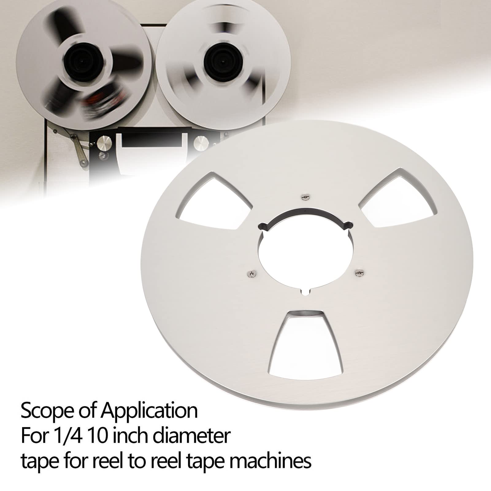 1/4 10 Zoll Leere Bandspule für Roar Reel-to-Reel-Bandspieler, Aluminium 3 Löcher Offene Spule Tonband-Leerspule für NabTEAC Universal-Ersatz (Silber)