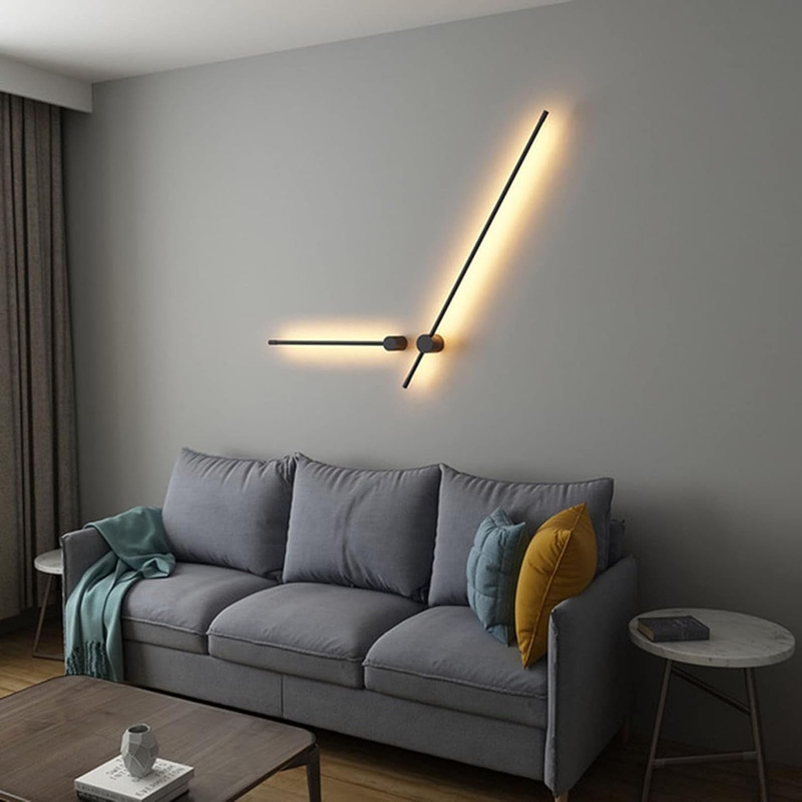 Kinkiety, Zestaw 2 nowoczesnych, prostych liniowych kinkietów LED, 3000K(Black,100cm)