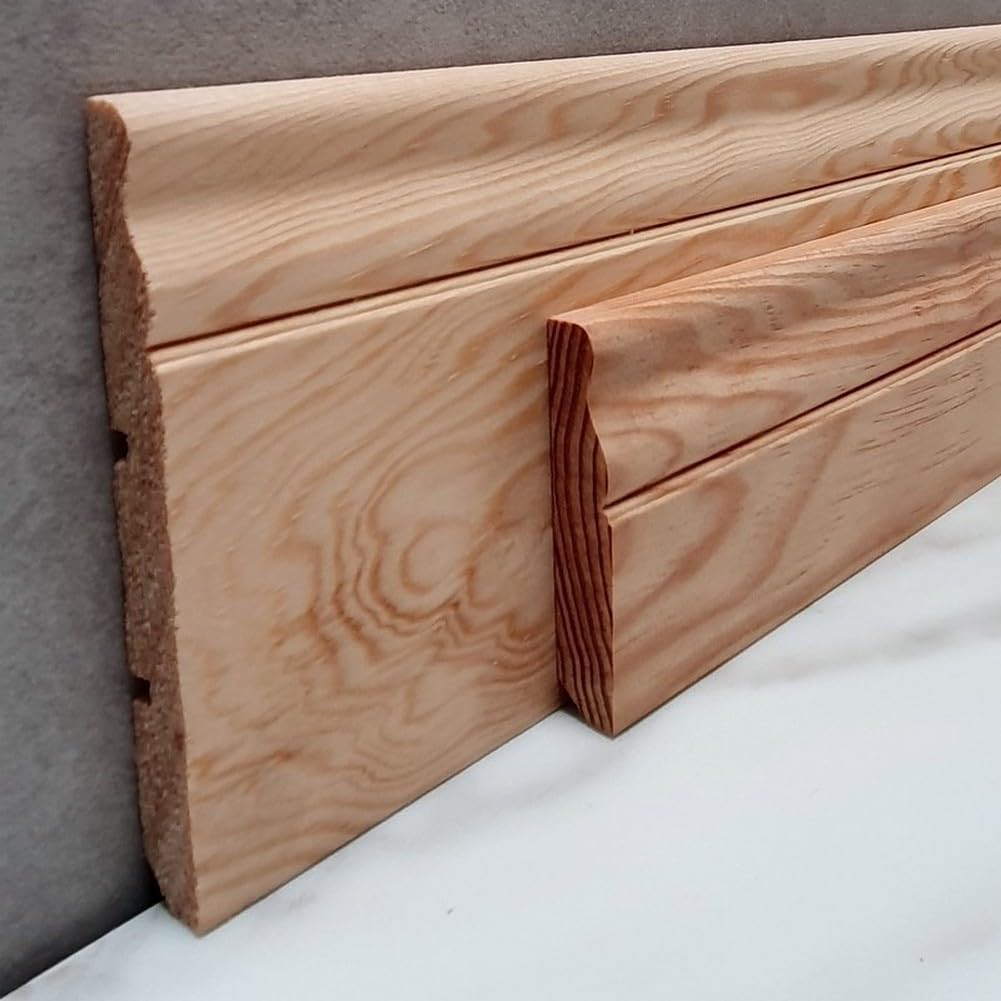 Battiscopa in legno modellato Luigi XV, battiscopa in pino naturale, senza nodi, fabbricazione francese, altezza 7 cm o 11 cm, MadeInNature (11 cm, 8 ml)