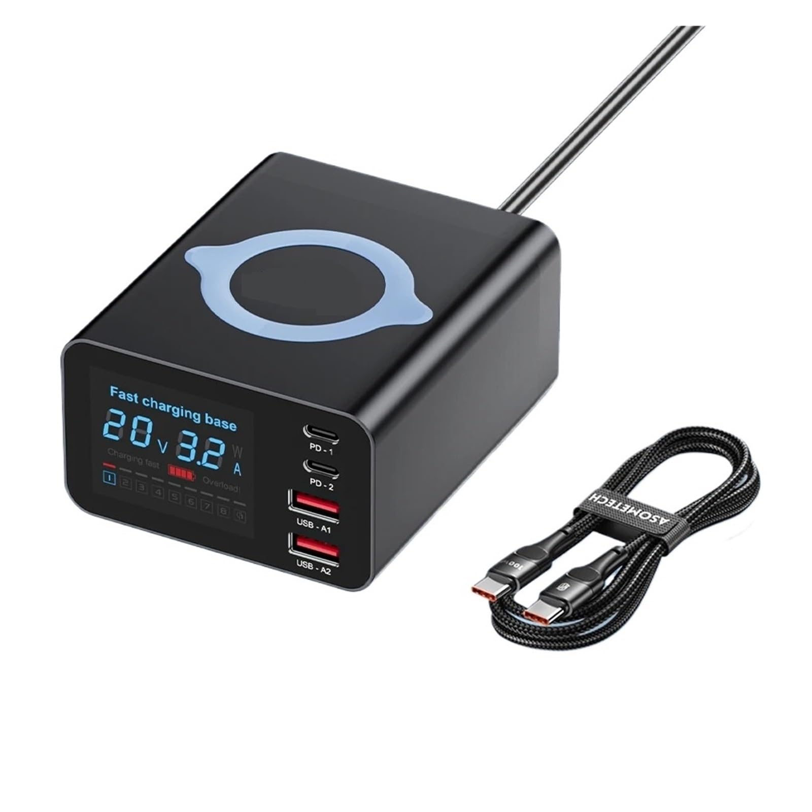 Caricabatterie Wireless Caricabatterie Rapido Tipo C Da 110 W Display LCD Stazione Di Ricarica USB 5 In 1 For Laptop Cassaforte Veloce(With 100w 1m cable)