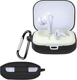 fashion mania Silicone Case for Redmi Buds 5, Wireless Earphone Case Full Protective Cover Shockproof Case Anti-Lost Carabiner (black)
