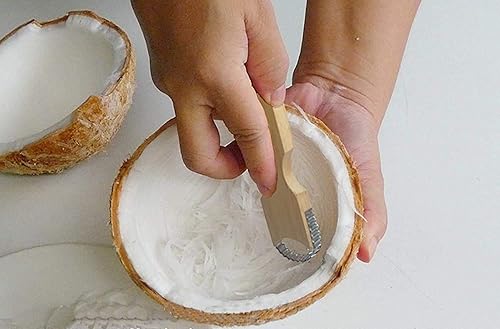 Miniatura 6 de Trituradora de coco fresco práctico raspador portátil de metal de acero inoxidable las mejores herramientas de eliminación de ralladores de