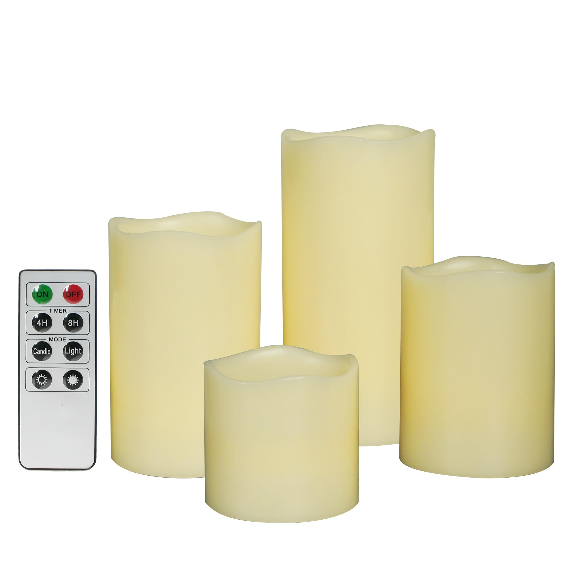 Ivory Real Wax Battery Operated Flameless LED Candles with Remote 4 Pack