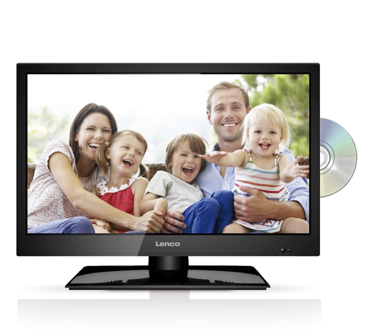 Lenco DVBT2 TV DVL-1962BK 19 Pouces (47 cm) avec Lecteur DVD et DVB-T2, Adaptateur Voiture 12 Volts, Noir