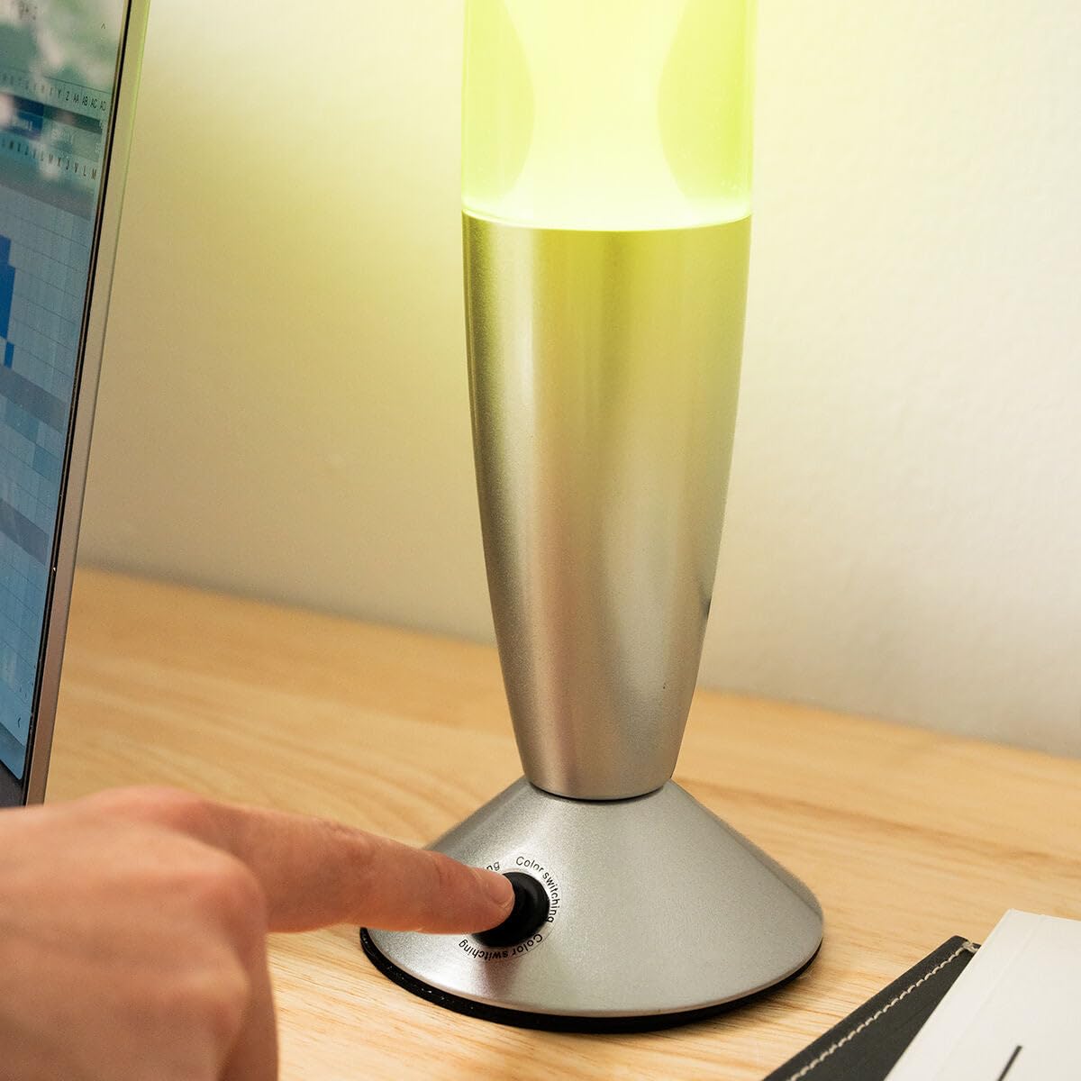 Wielokolorowa lampa lawowa LED, lampa rakietowa LED, solidne szkło, aluminium, lampka nocna Led z ruchem wosku, stały strumień lawy, wielokolorowe światło LED, 7 alternatywnych kolorów