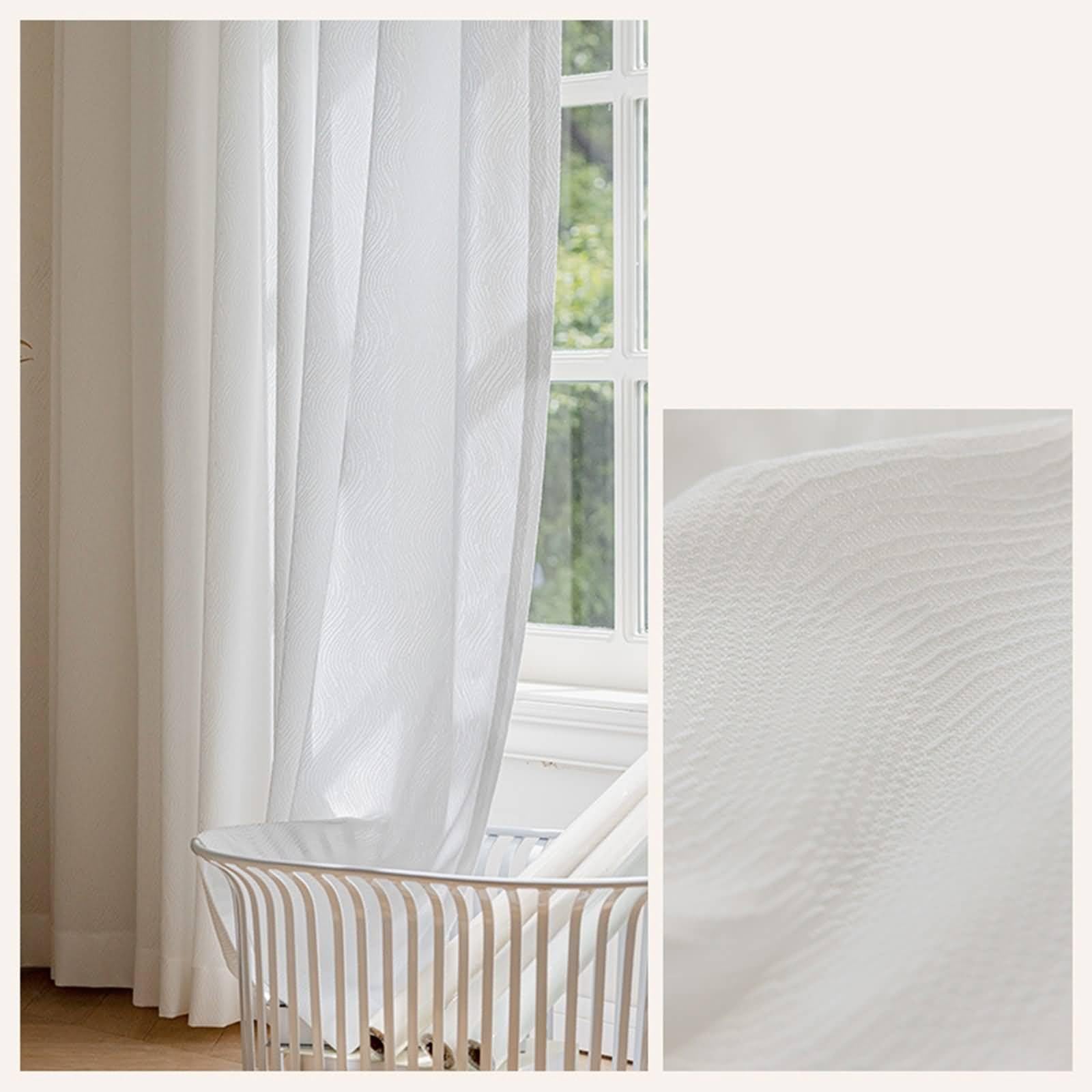 Rideau transparent blanc filtrant la lumière lot de 2 pièces