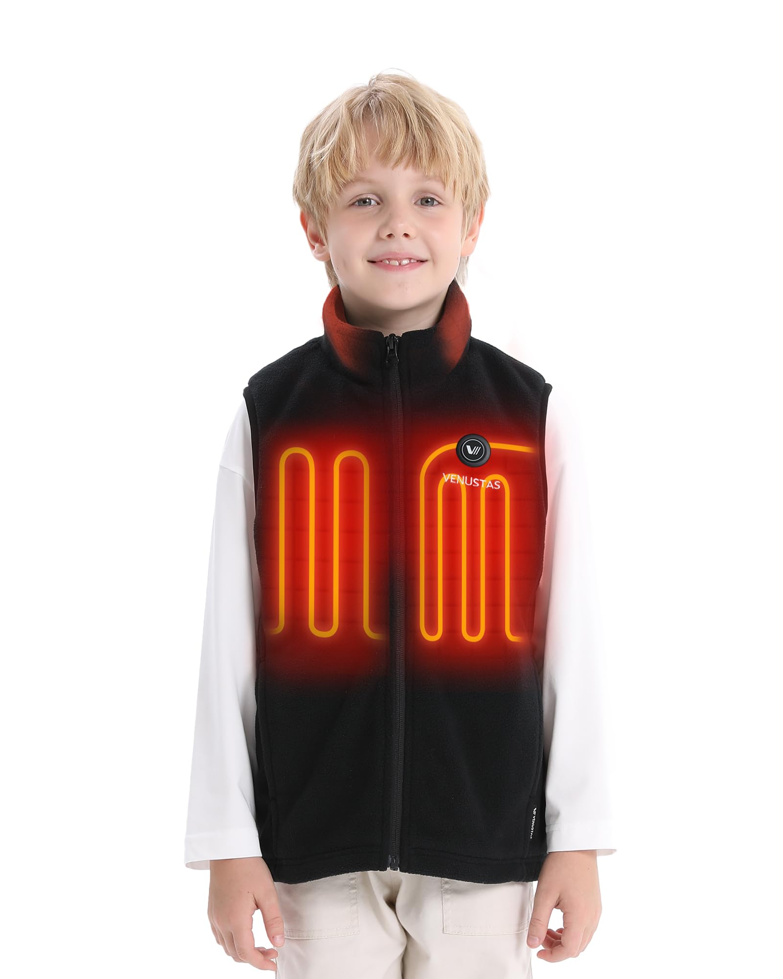 Venustas Kids Heated Fleece Vest with Battery, Warmer Youth Electric Vest for Boys Girls