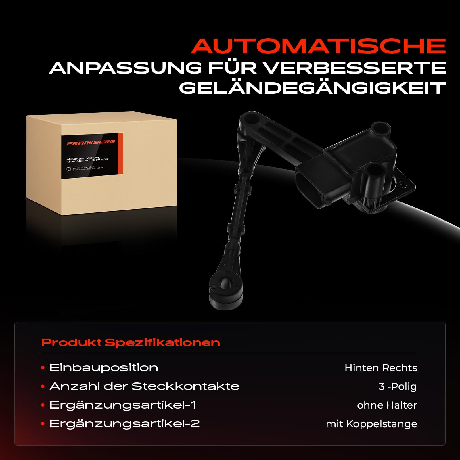2X HÖHENSENSOR LUFTFEDERUNG Niveausensor Vorne Links Rechts Für VW