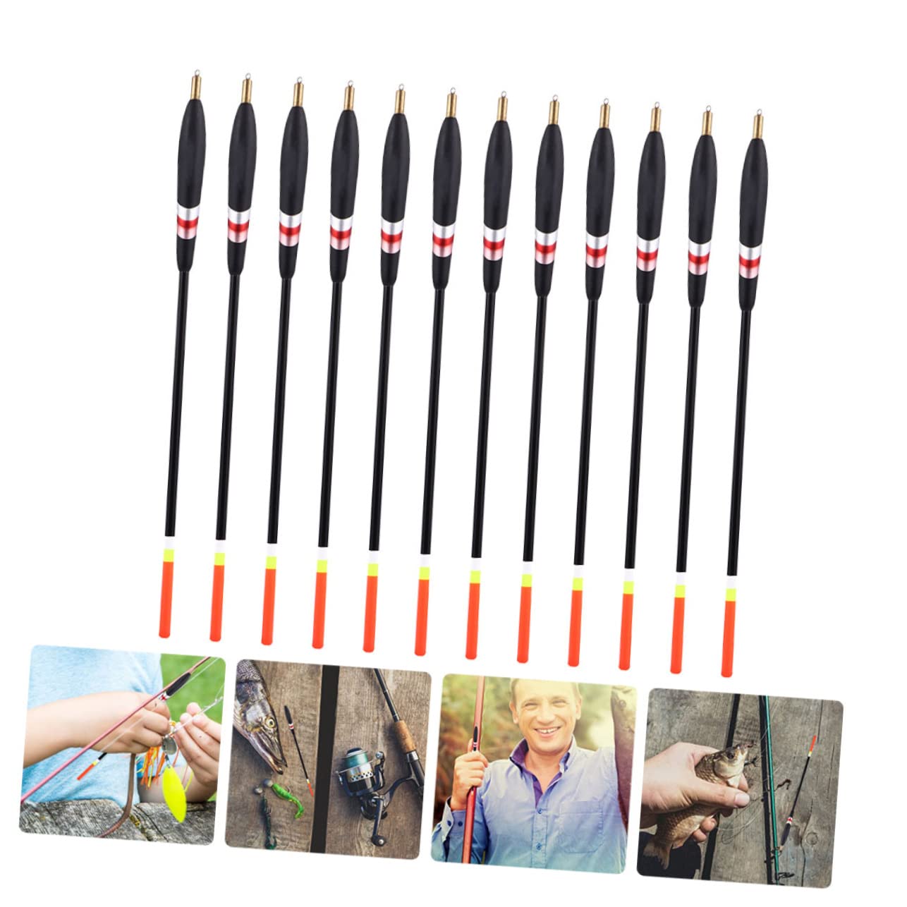 Abaodam 12 Piezas Flotadores de Pesca de Madera para Pesca Roca Diseño Llamativo Flotadores y Señuelos