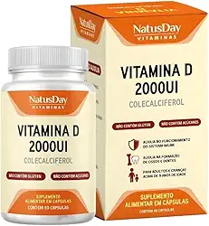 Vitamina D 2000ui - 30 Cápsulas - Natusday - Contribui para a manutenção de ossos e dentes saudáveis, Auxilia na imunidade: Importante para o funcionamento adequado do sistema imunológico