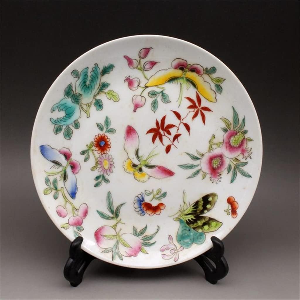 Hand-painted Pastel Longevity Melon Plate Antique Ceramics Collection Ornaments
