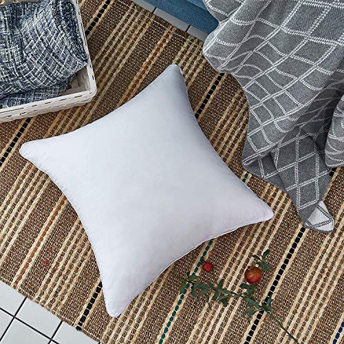 Image of Oubonun 24x24 Square Pillow Inserts (Set of 2) - 100% Cotton Cover - Decorative Interior Sofa Pillow Pair - White