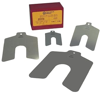 Stainless Steel Slotted Shim, Unpolished Mill Finish, Metric, 0.025 mm Thickness, 50 mm Width, 50 mm Length Pack of 10