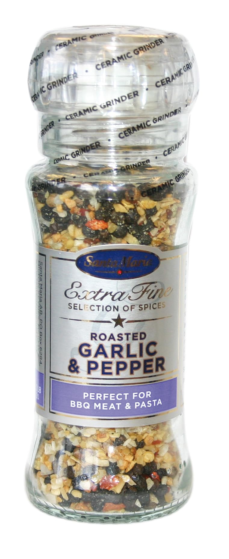 Santa Maria Roasted Garlic & Pepper Seasoning Grinder – Premium Spice Mix That Works Perfectly for Tacos, Grills, Pasta & Salads, 80 g (Pack of 1)
