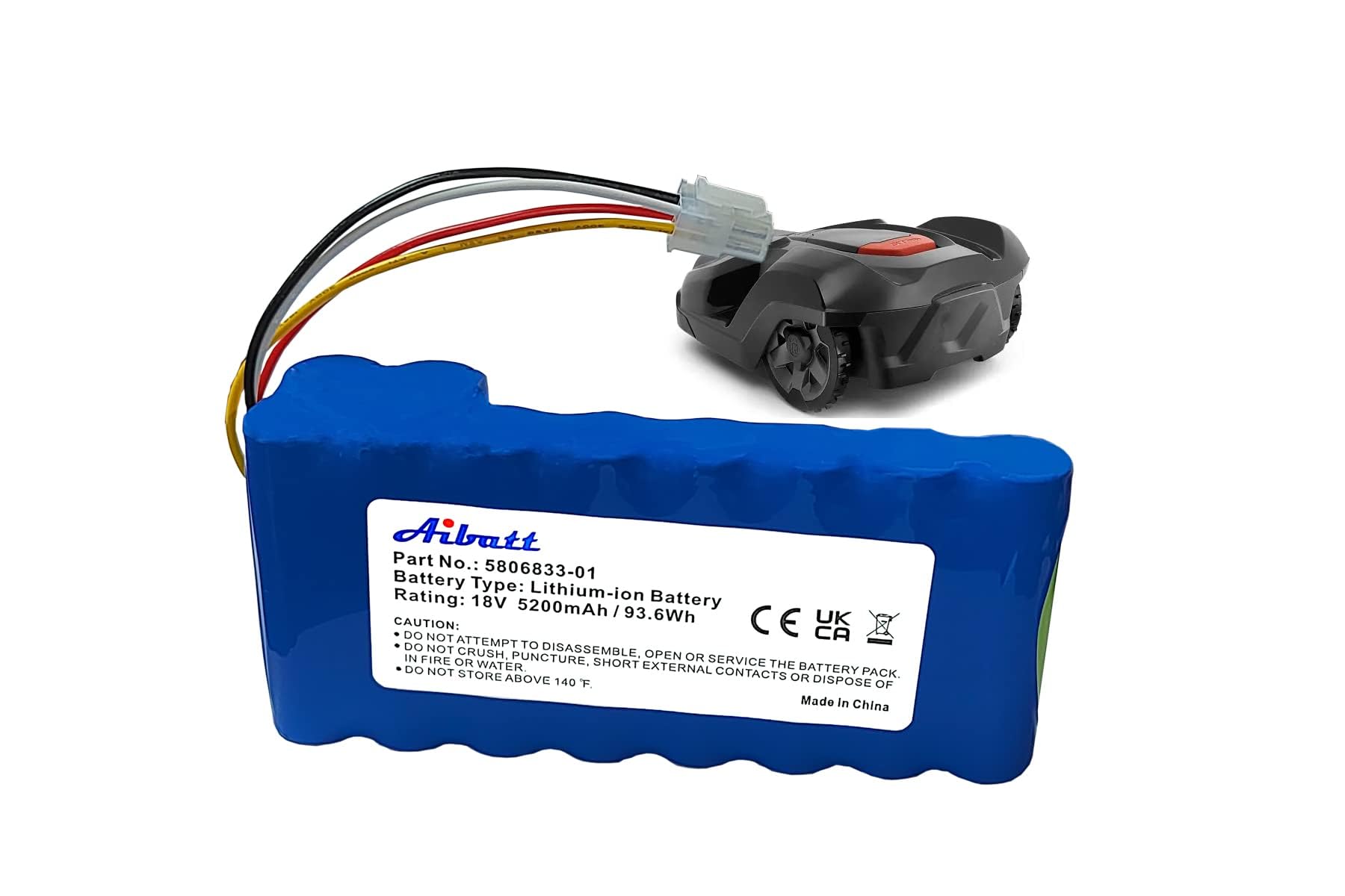 Batterie de Remplacement pour Robots de Tonte Husqvarna Automower 320,330X, 420,430,430X,450X,520,550,remplace Les Batteries 580 68 33-01,580 68 33-02 Lithium ION (Li-ION,5200mAh,18 V)