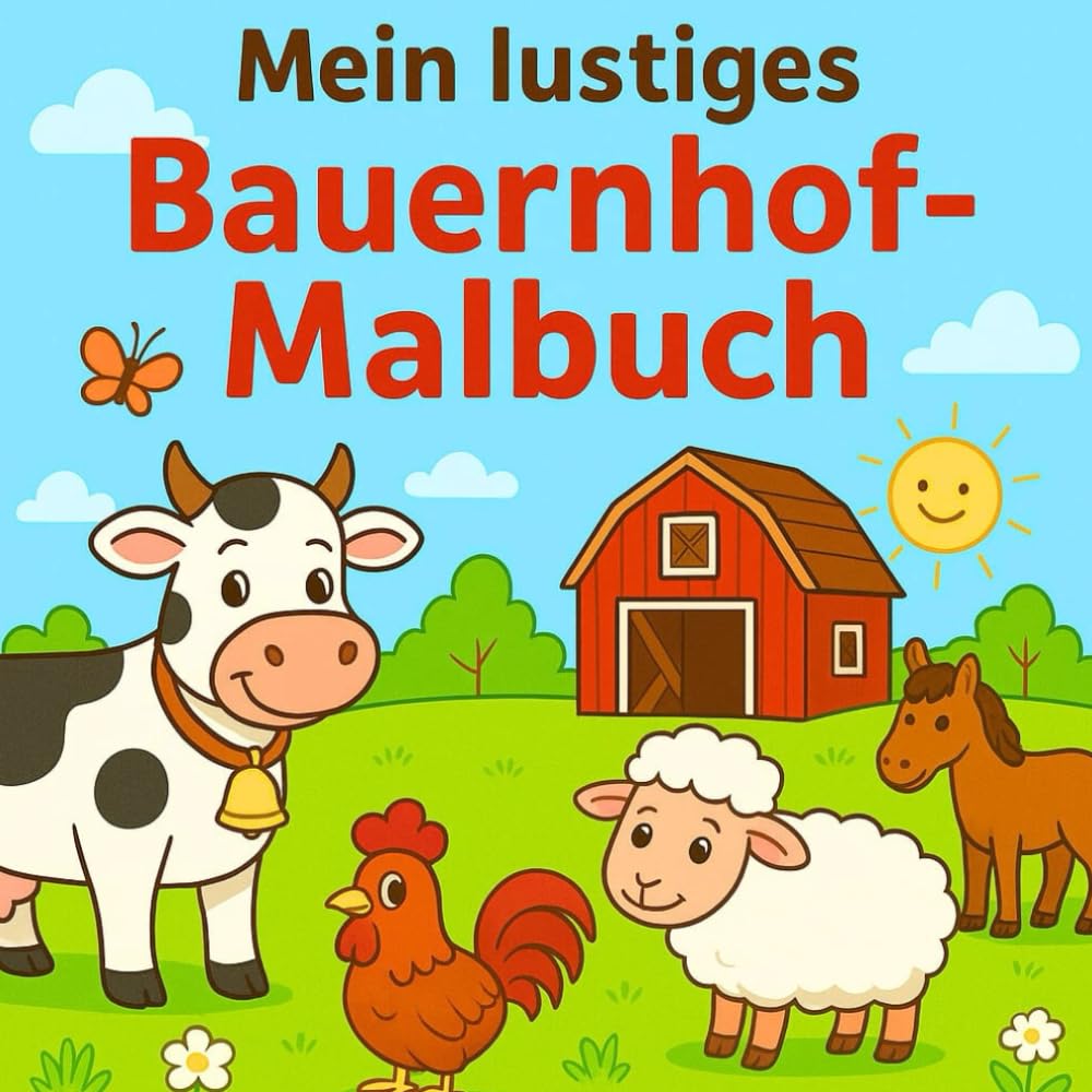 Malbuch lustiges Bauernhof-Malbuch: Ein fröhliches Ausmalbuch mit niedlichen Bauernhof-Motiven für Kinder