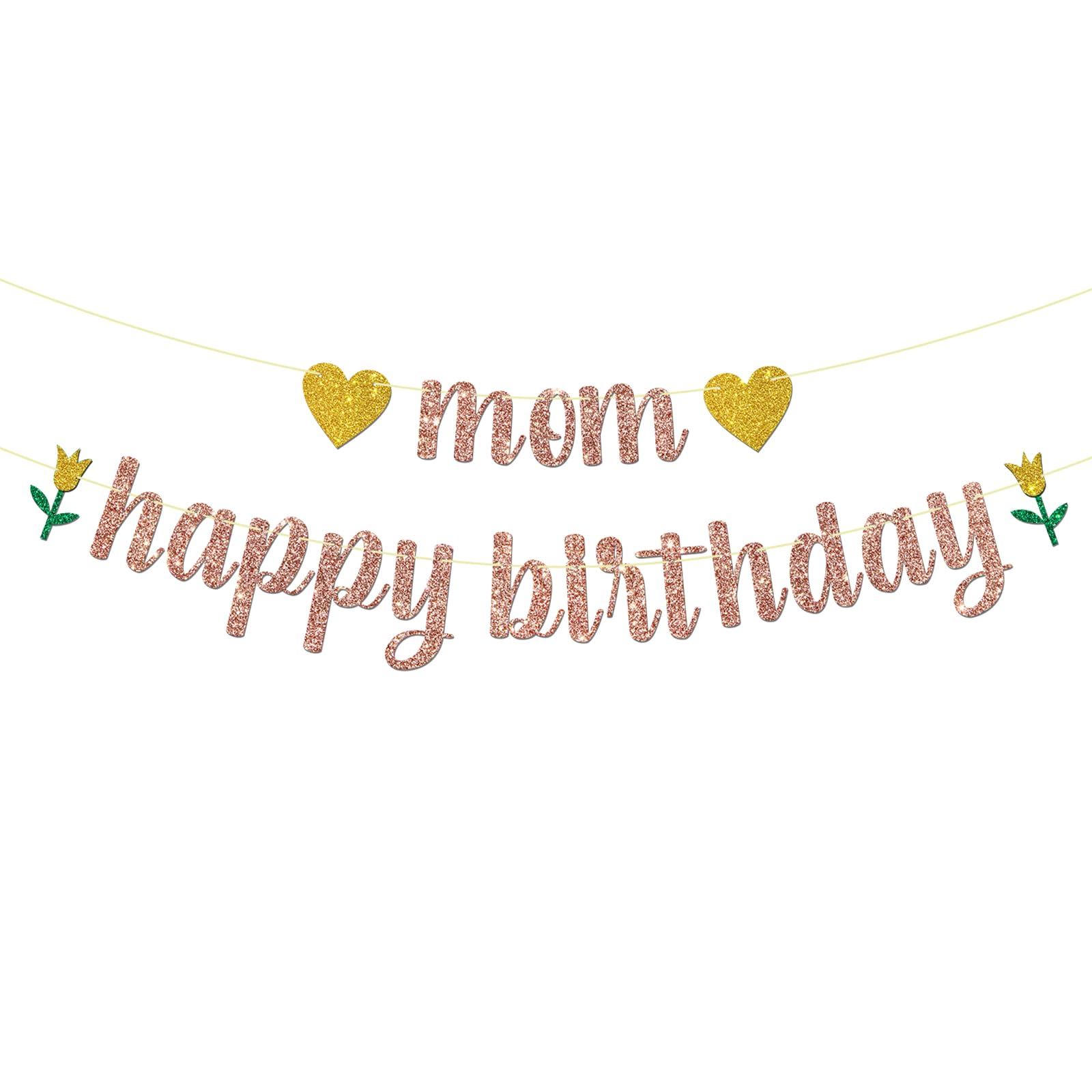 Mutter Geburtstag Banner – Rotgoldenes Glitzer-Deko Für Die Party