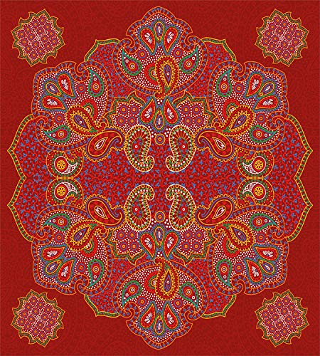 Ambesonne Mandala Duvet Cover Set, Moroccan Persian Design Oriental Rectangular Paisley Floral Print, Decorative 3 Piece Bedding Set With 2 Pillow Shams, California King, Burgundy White #TOP1