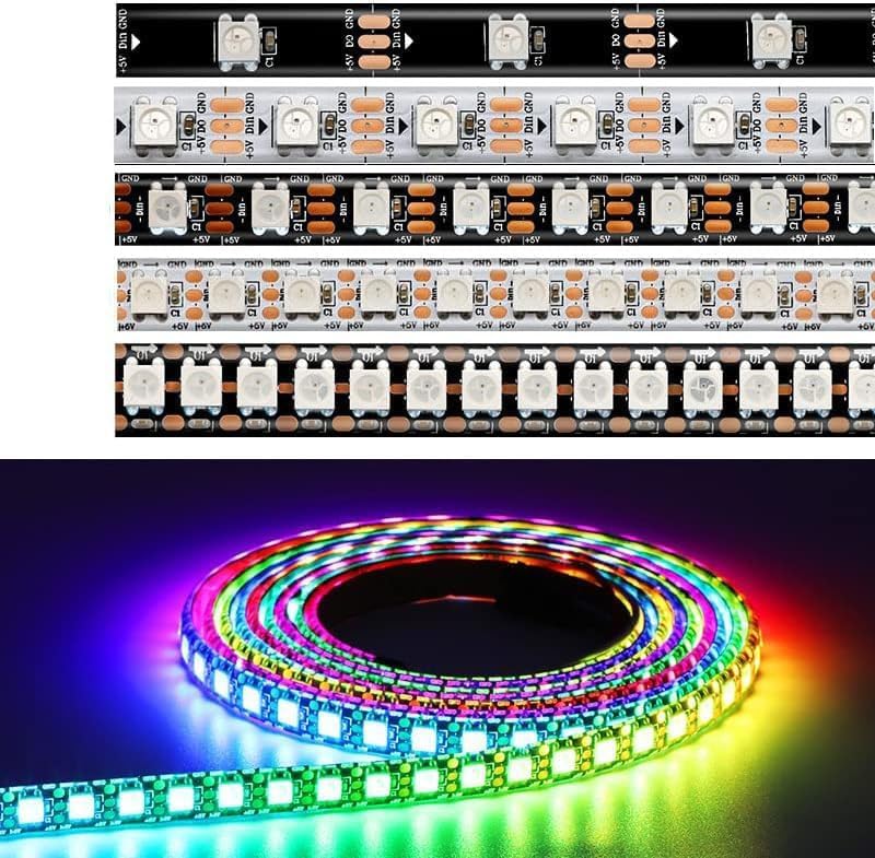 TOPXCDZ WS2812B WS2812 Digital Flexible Individually Addressable Pixel Led Strip RGB LED Strip 30/60/74/96/144Pixel/Leds/M Tape Light 5V (White PCB Ip30, 5M 60LED/M)