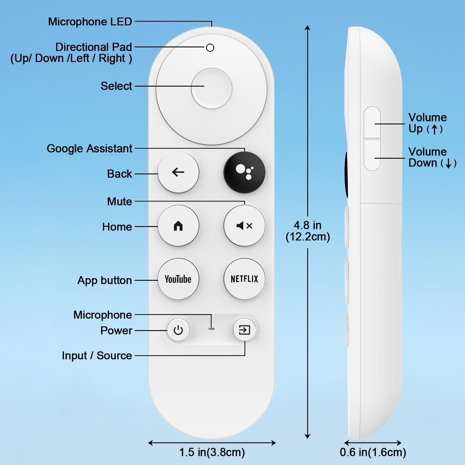 Voice Remote Replacement for Google Chromecast Remote, for Chromecast with Google TV Remote HD/4K & Google TV Streamer 4K, Models for G9N9N, GA01409-US — view 5